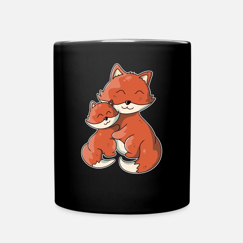 zwei süße Füchse Tiere cute Fox Animals - Tasse einfarbig - Schwarz