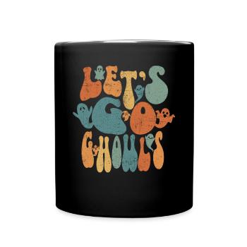 Let's Go Ghouls Funny Retro Halloween Girls - Full Colour Mug - black - Front