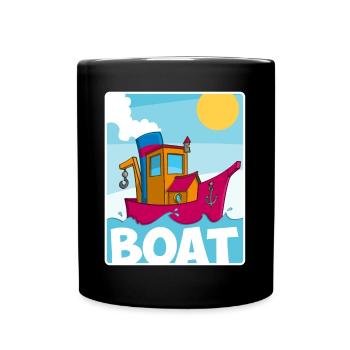 Colorful image of a funny tugboat - Full Colour Mug - black - Front
