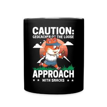 Geocacher on the loose. Approach with snacks. - Full Colour Mug - black - Front