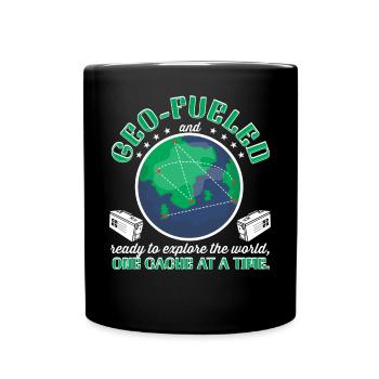 bereit, die Welt zu erkunden, einen Cache nach dem anderen. - Tasse einfarbig - Schwarz - Vorne