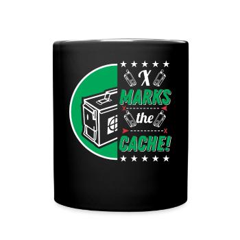X markiert den Cache! - Tasse einfarbig - Schwarz - Vorne