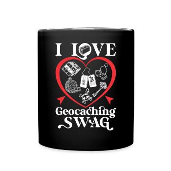 Ich liebe Geocaching Swag - Tasse einfarbig - Schwarz - Vorne