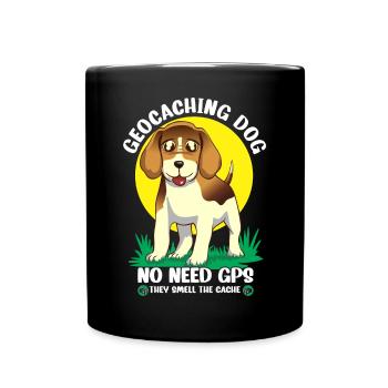 Geocaching dog no need GPS they smell the cache - Full Colour Mug - black - Front