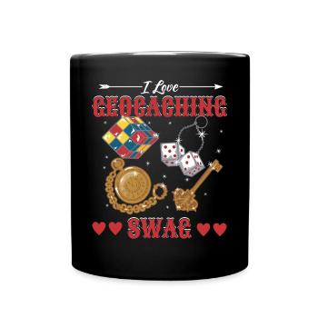 Ich liebe Geocaching Swag - Tasse einfarbig - Schwarz - Vorne
