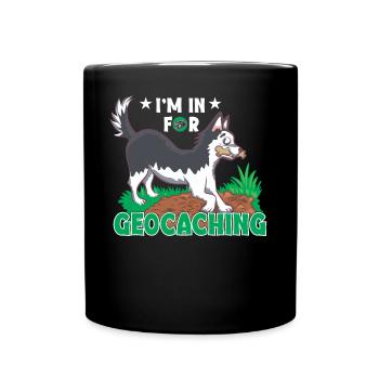 Ich bin für Geocaching - Tasse einfarbig - Schwarz - Vorne