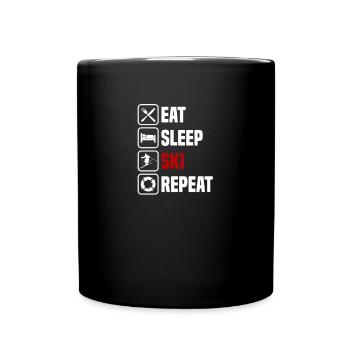Manger, dormir, répéter les skis - Mug uni - noir - Devant