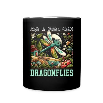 Cottagecore Ästhetik Libellenliebhaber Goblincore - Tasse einfarbig - Schwarz - Vorne