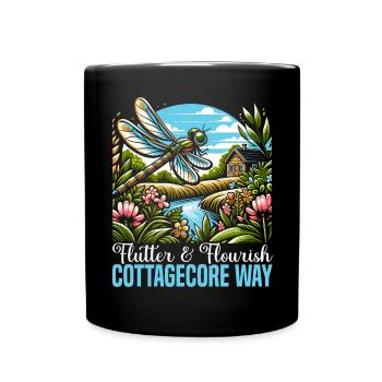 Cottagecore Esthétique Libellule Amante Gobelin - Mug uni - noir - Devant