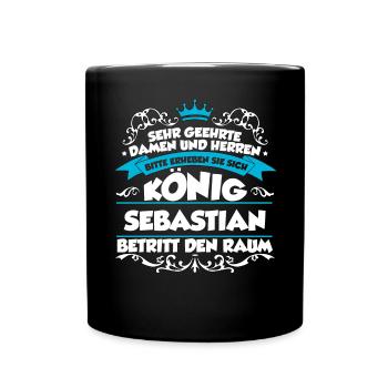 Sebastian Name Design - Tasse einfarbig - Schwarz - Vorne