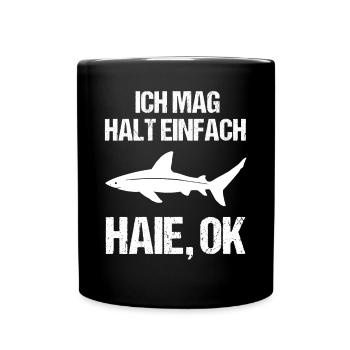 Direkt & Ehrlich Hai-Liebe Pur - Tasse einfarbig - Schwarz - Vorne