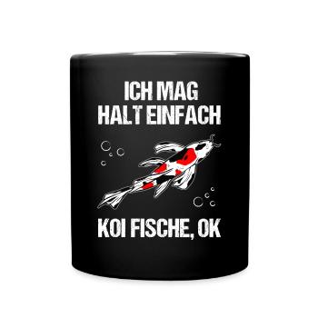Koi Fische Puristen Statement - Tasse einfarbig - Schwarz - Vorne
