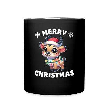 Noël guirlandes lumineuses Saïga antilope - Mug uni - noir - Devant