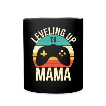 Aufleveln zur Mama Funny Gamer Mom - Tasse einfarbig - Schwarz - Vorne