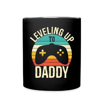 Leveling up to daddy - Full Colour Mug - black - Front