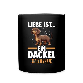 Hund Dachshund Dackel - Tasse einfarbig - Schwarz - Vorne