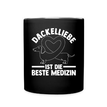 Hund Dachshund Dackel - Tasse einfarbig - Schwarz - Vorne