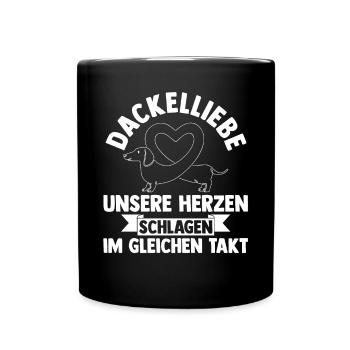 Hund Dachshund Dackel - Tasse einfarbig - Schwarz - Vorne