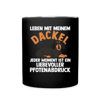 Hund Dachshund Dackel - Tasse einfarbig - Schwarz - Vorne