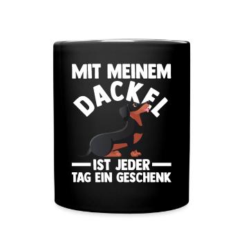 Hund Dachshund Dackel - Tasse einfarbig - Schwarz - Vorne