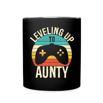 Leveling up to aunty - Full Colour Mug - black - Front