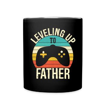 Leveling up to father - Full Colour Mug - black - Front