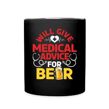 Funny Doctor - Will Give Medical Advice For Beer - Tasse einfarbig - Schwarz - Vorne