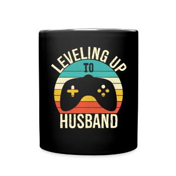 Leveling up to husband - Full Colour Mug - black - Front