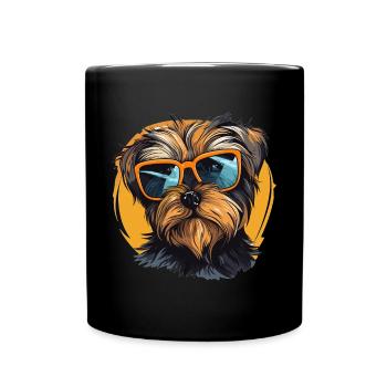 Morkie Dog Breed Pet Cute Graphic with Sunglasses - Full Colour Mug - black - Front