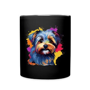 Morkie Dog Breed Pet Colorful Pop Art - Full Colour Mug - black - Front