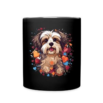 Morkie Dog Breed Pet Cute Graphic with Hearts - Full Colour Mug - black - Front
