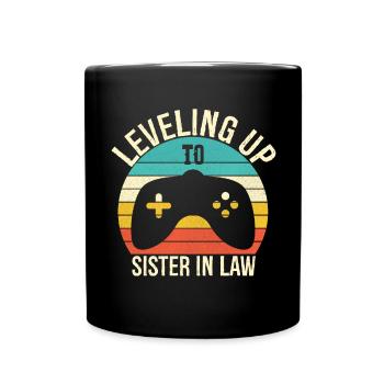 Leveling up to sister in law - Full Colour Mug - black - Front