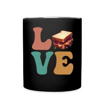 Erdnussbutter und Gelee PB & J - Tasse einfarbig - Schwarz - Vorne