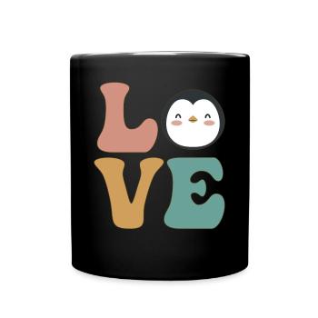 Mignon amant de pingouin - Mug uni - noir - Devant