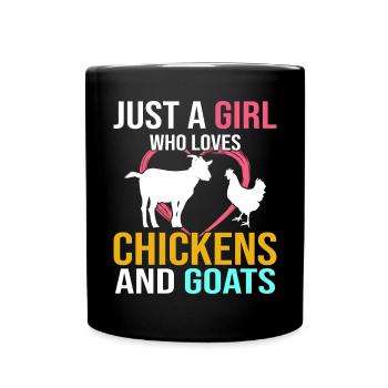 Goats & Chickens Funny Goat Lover - Tasse einfarbig - Schwarz - Vorne