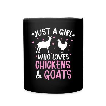 Goats & Chickens Funny Goat Lover - Tasse einfarbig - Schwarz - Vorne