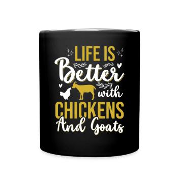 Goats & Chickens Funny Goat Lover - Tasse einfarbig - Schwarz - Vorne