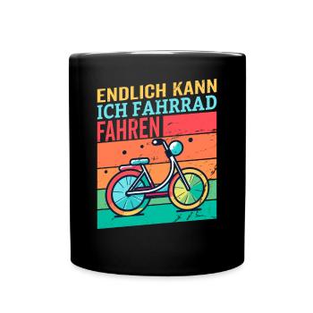 Endlich Kann Ich Fahrrad Fahren - Tasse einfarbig - Schwarz - Vorne