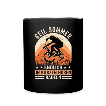 Geil Sommer - Endlich In Kurzen Hosen Radeln - Tasse einfarbig - Schwarz - Vorne