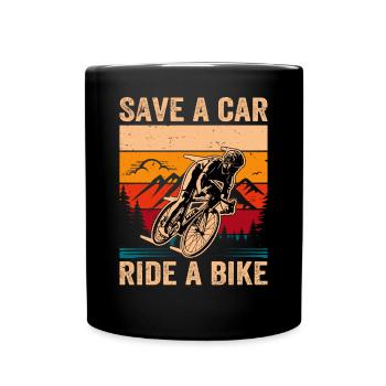 Save A Car - Ride A Bike - Full Colour Mug - black - Front