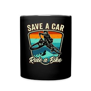 Save A Car - Ride A Bike - Full Colour Mug - black - Front