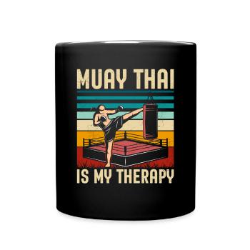 Muay Thai ist meine Therapie - Tasse einfarbig - Schwarz - Vorne
