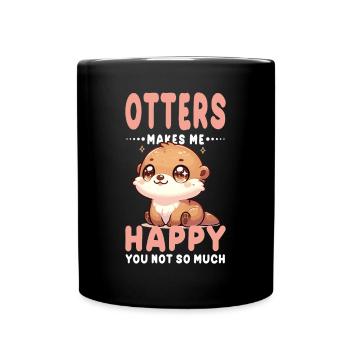 Niedliche Ottergrafik mit lustigem Zitat für Tier - Tasse einfarbig - Schwarz - Vorne