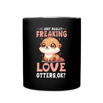 Adorable graphique de loutre pour les amateurs de loutres mignonnes - Mug uni - noir - Devant