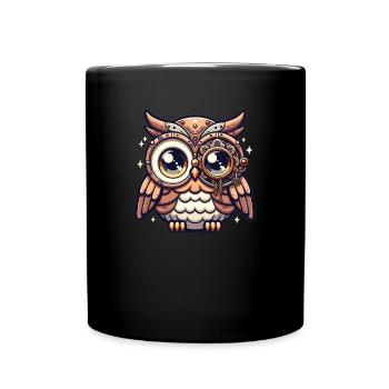 Kawaii Steampunk Eule Fantasy Eulen Lover - Tasse einfarbig - Schwarz - Vorne