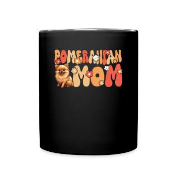 Zwergspitz Groovy Zwergspitz Mom - Tasse einfarbig - Schwarz - Vorne