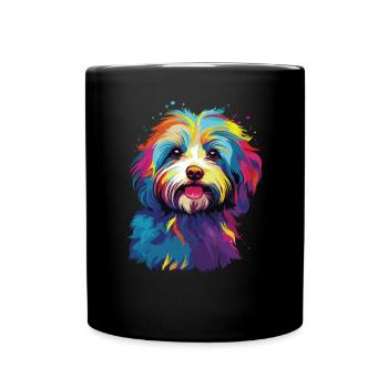 Aquarelle Coloré Bichon Havanais - Mug uni - noir - Devant