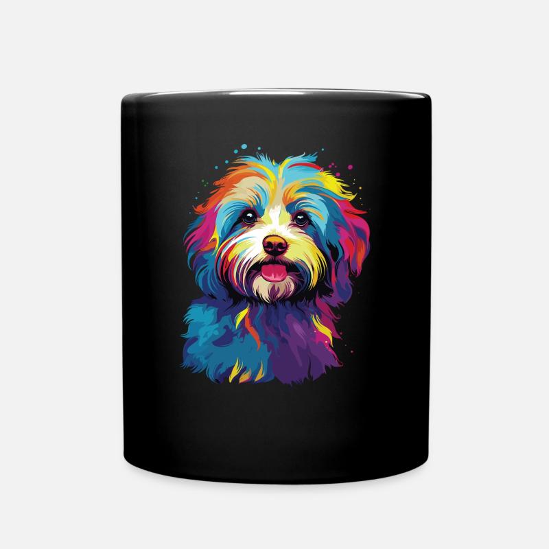 Wasserfarben Farbenfroher Havanese - Tasse einfarbig - Schwarz