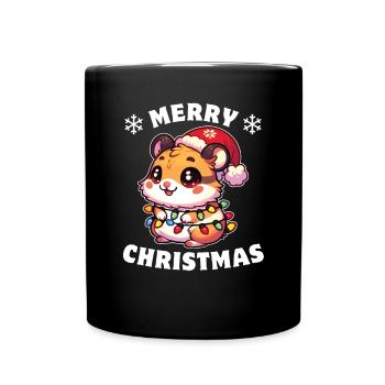 Christmas Hat Christmas Fairy Lights Hamster - Full Colour Mug - black - Front