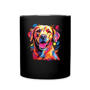 Wasserfarben Farbenfroher Labrador Labbi - Tasse einfarbig - Schwarz - Vorne